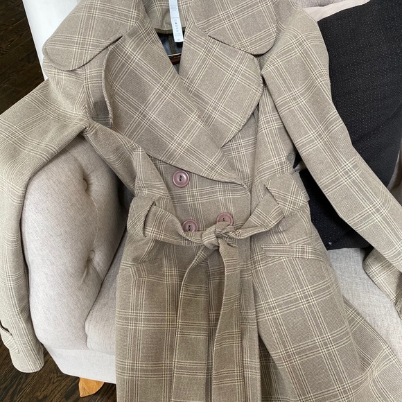 New Designer Lululemon Plaid Trench Coat M - Picture 4 of 7